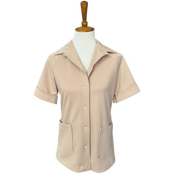 Vintage Tops - NWT 60s 70s Vintage Cricket Lane Short Sleeve Button Retro Preppy Shirt Size M